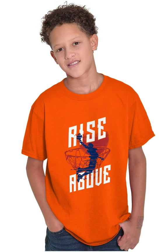 Rise Above Basketball Slam Dunk Boys Kids T Shirt Tees Tops Teen Brisco Brands X