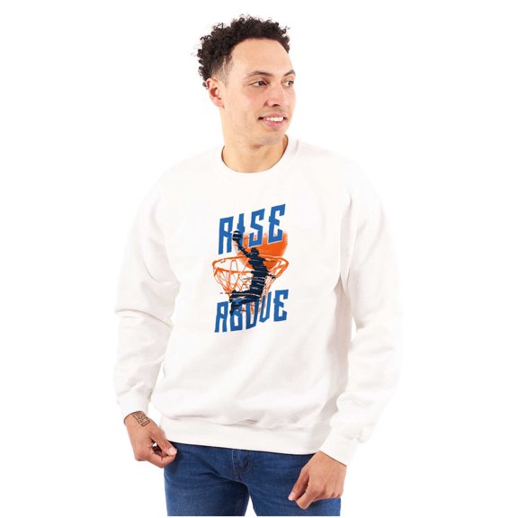 Rise Above Basketball Slam Dunk Men's Big & Tall Crewneck Sweatshirt Brisco Brands 4X