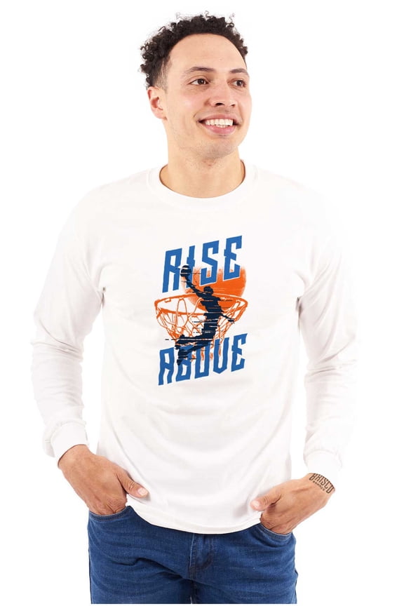 Rise Above Basketball Slam Dunk Men's Long Sleeve Tee T Shirt Brisco Brands S