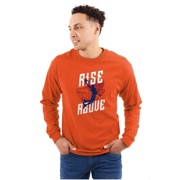 Rise Above Basketball Slam Dunk Men's Long Sleeve Tee T Shirt Brisco Brands S