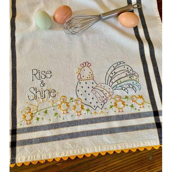 Rise And Shine Dishtowel Hand Embroidery Kit by Barri Sue Gaudet from Bareroots