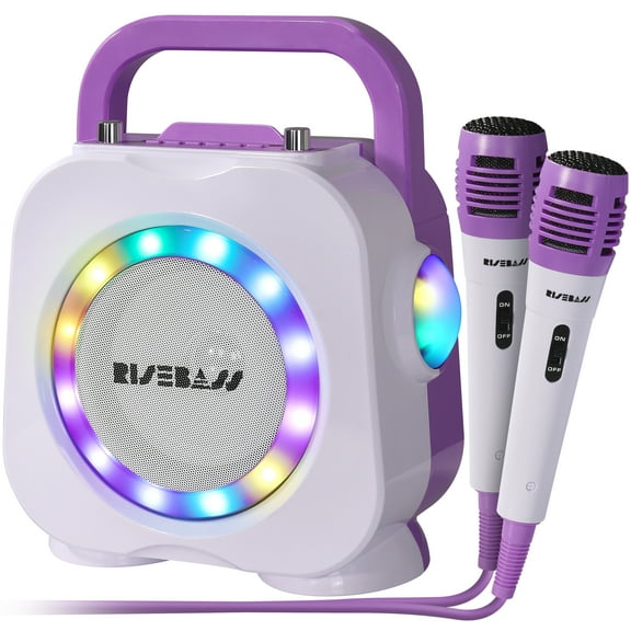 Rise Bass Unisex Karaoke Machine for Adults and Kids with Two Wireless Microphones