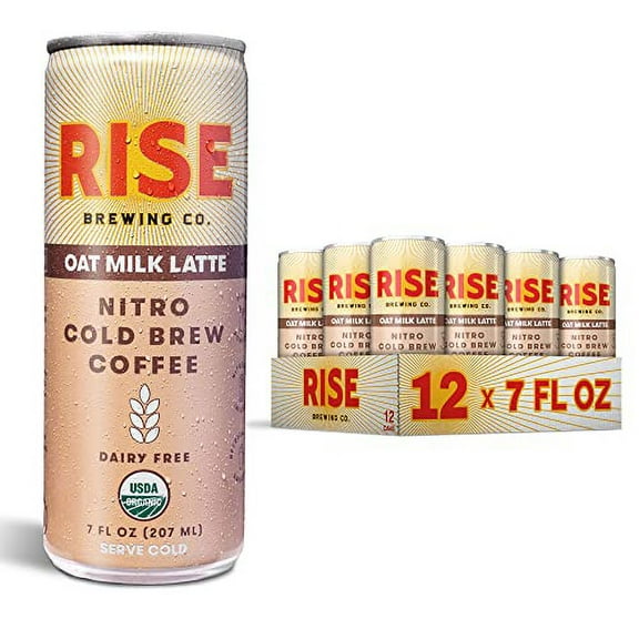 Rise Brewing Co. Nitro Cold Brew Coffee, Oat Milk Latte - Case of 12 - 7 FZ