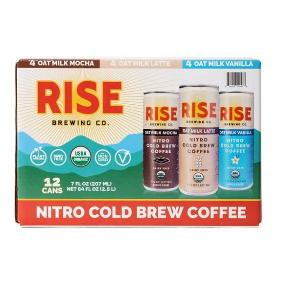 Rise Brewing Company Nitro Cold Brew Coffee Variety, 7 Fluid Ounce (12 Count)