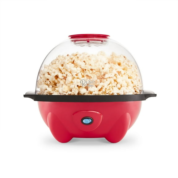 Rise By Dash 4.5 qt. Stirring Electric Popcorn Popper with Lid for Serving Bowl & Convenient Storage, 18 Cups – Red