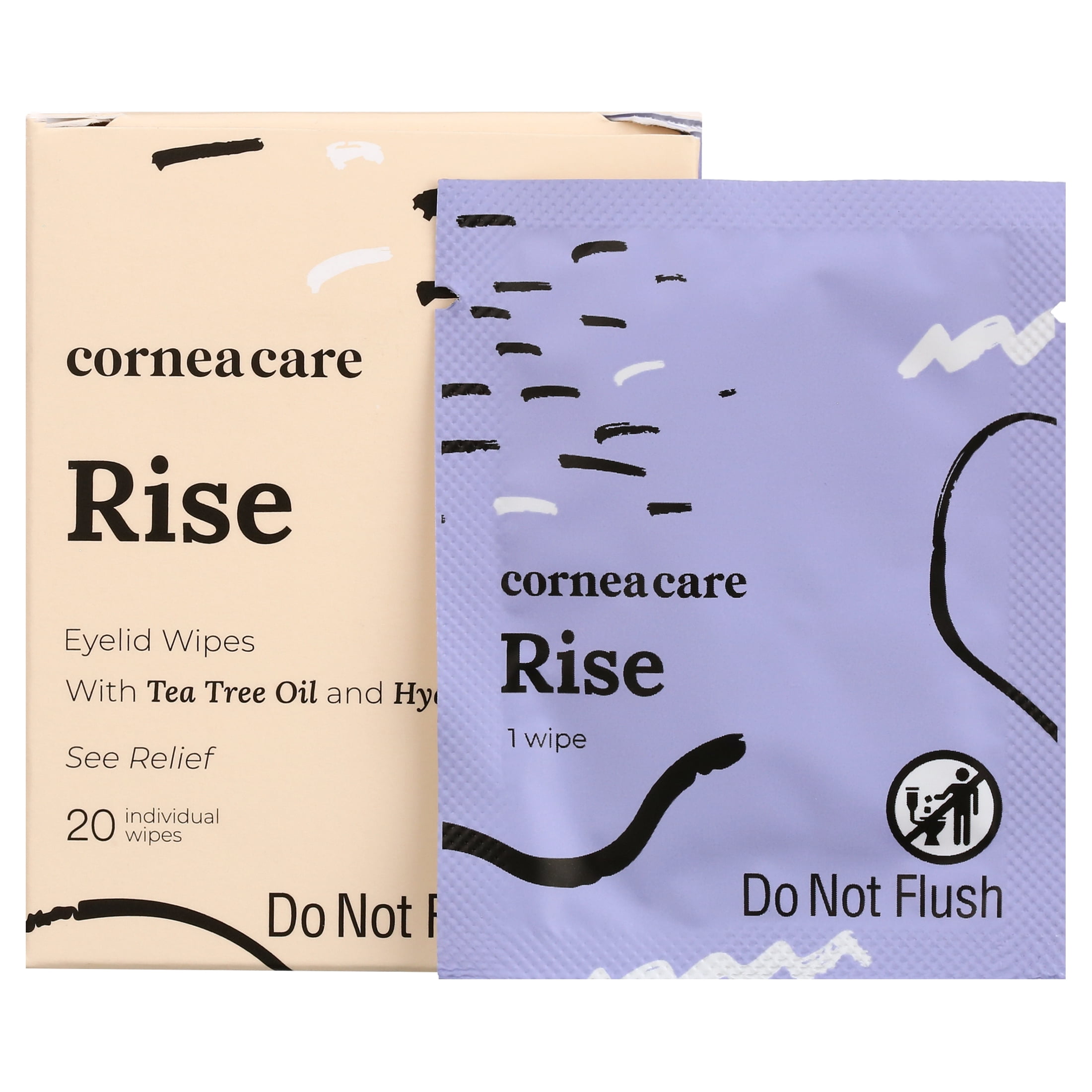 CorneaCare Rise, Cleansing & Moisturizing Eyelid Wipes with Hyaluronic Acid for Dry Eye Relief - 20ct