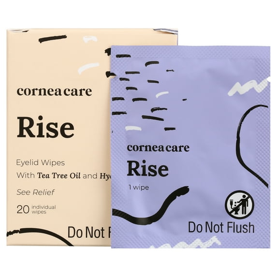 CorneaCare Rise, Cleansing & Moisturizing Eyelid Wipes with Hyaluronic Acid for Dry Eye Relief - 20ct