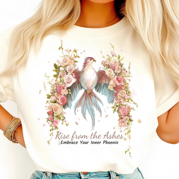 Rise From The Ashes Shirt, Motivational Tee, Unique Gift For Her, Floral Inspirational Shirt, Inspiring Gift Idea Shirt