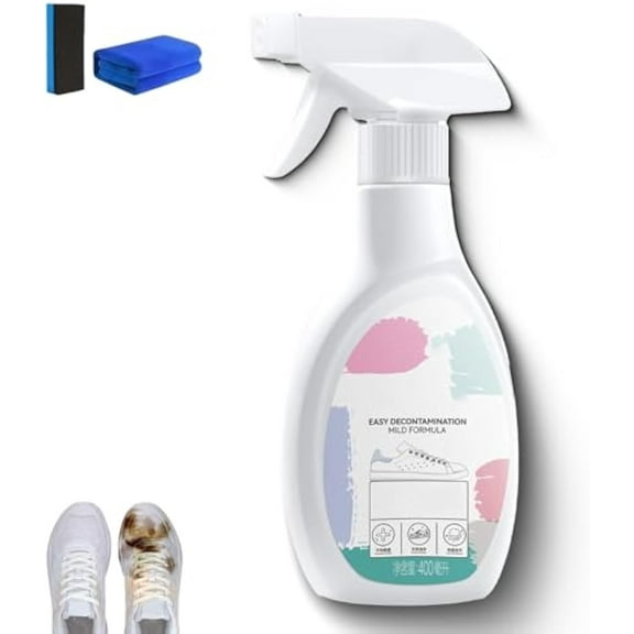 Portable Quick White Shoe Cleaning Spray, Shoe Whitener For Sneakers,Tennis Shoes Cleaner, Works On Leather, Knit, Canvas, Pu, Fabric, 400ml