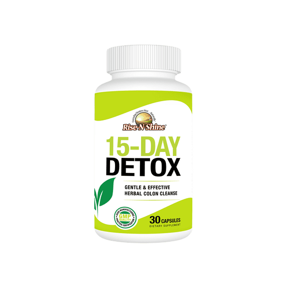 Rise-N-Shine 15 Day Detox Colon Cleanse with Senna, Cascara Sagrada, Fiber, Acidophilus, 30 Count