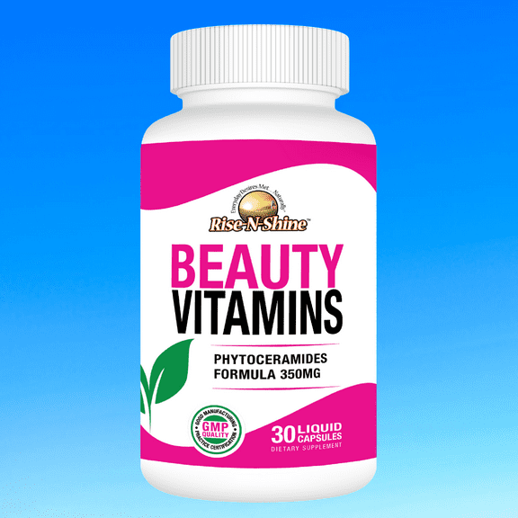 Rise-N-Shine Beauty Vitamins with Phytoceramides, Skin Hydration & Radiance Support, 30 Ct