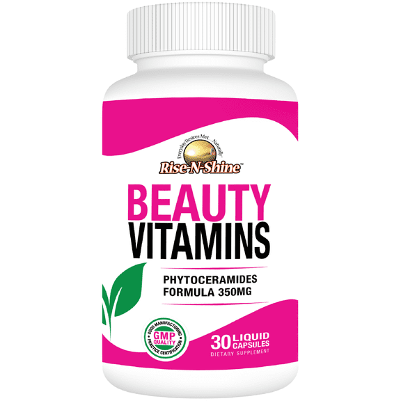 Rise-N-Shine Beauty Vitamins with Phytoceramides Skin Hydration and Radiance Support 30 Count