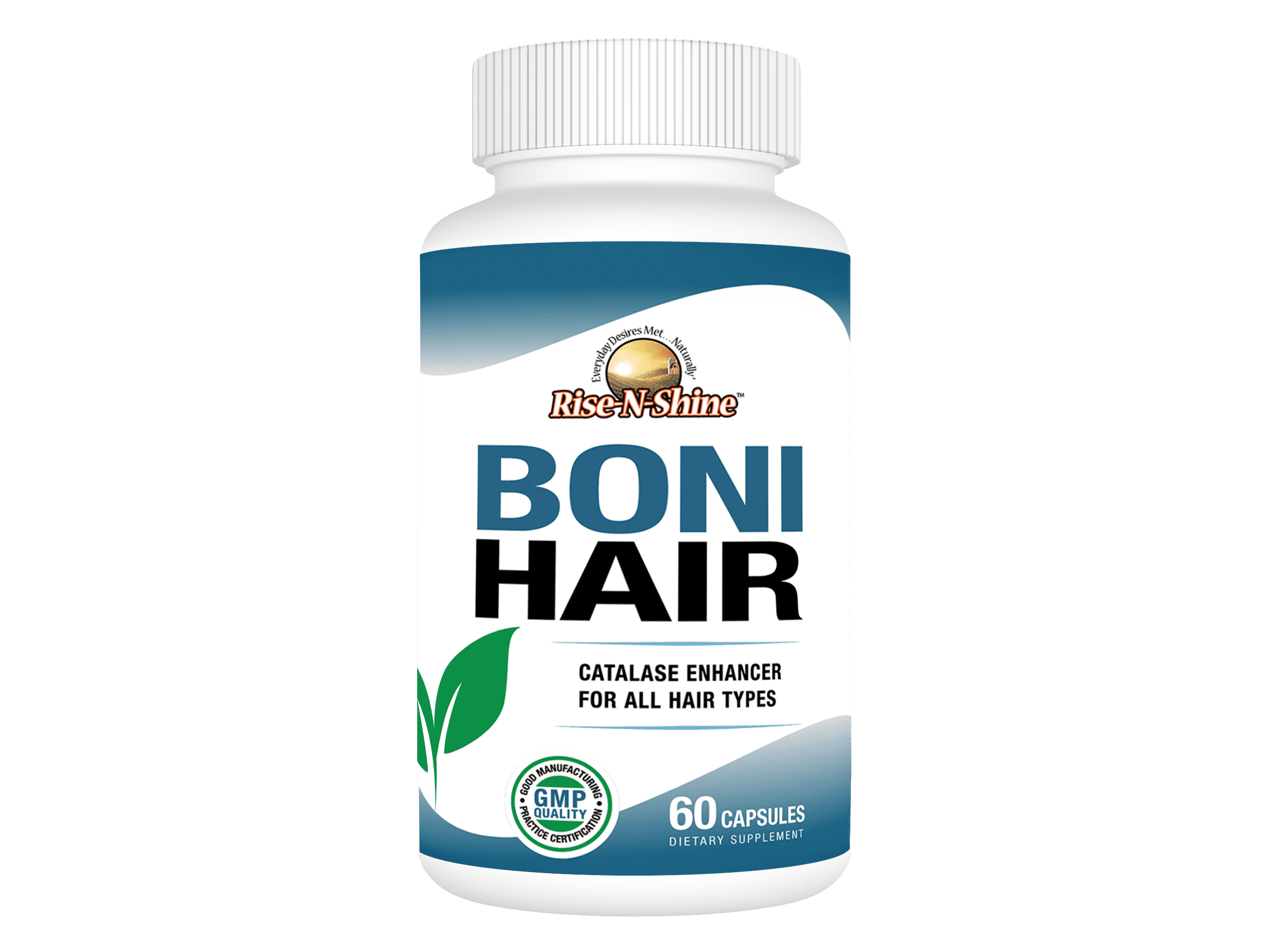 BoniHair Supplement for All Hair Types, Saw Palmetto, Calcium, Vitamin B, by Rise-N-Shine - 60 Count