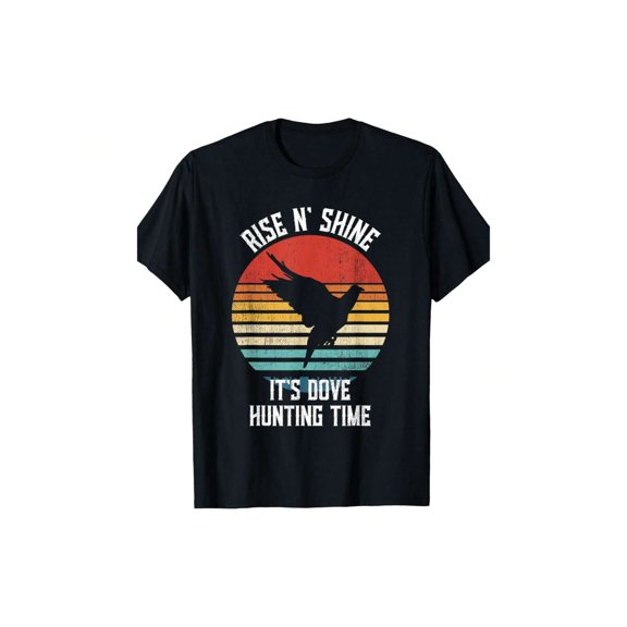 Rise N' Shine Dove Hunting Retro Sunset Silhouette Men's Graphic T-Shirt