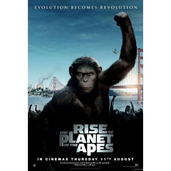 Rise Of The Planet Of The Apes Movie Poster Metal Sign 8inx 12in Metal Print 8x12 Square Adults Best Posters