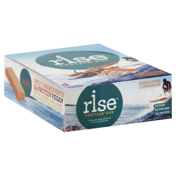 Rise Pea Protein Bar - Vegan Sunflower Cinnamon | Breakfast Bar & Protein Snack 17g Protein Just 5 Whole Food Ingredients Non-GMO Gluten-Free Soy Free (12 Count)