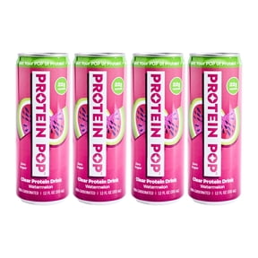 Protein Pop - Ready to Drink Clear Protein Shakes, 22g of Protein - Whey Protein Isolate Non-Carbonated - Zero Sugar (Watermelon - 12 fl oz, 4 cans)