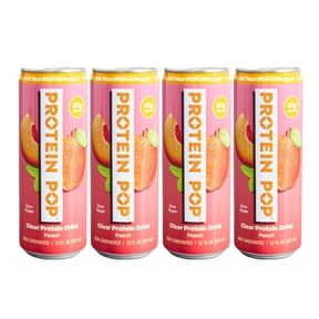Protein Pop - Ready to Drink Clear Protein Shakes | 22g of Protein - Whey Protein Isolate Non-Carbonated - Zero Sugar (Peach - 12 fl oz, 4 cans)