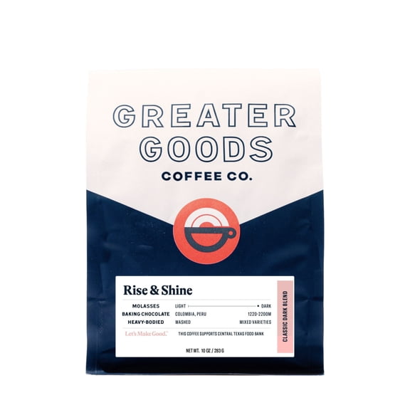 Rise & Shine - Classic Dark Blend - Roasted by Greater Goods Coffee Co. - Freshly Ground Coffee - 2lb Bag
