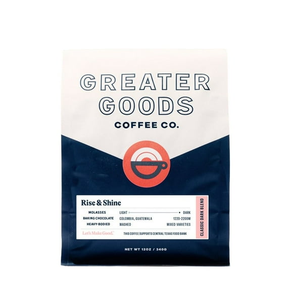 Rise & Shine - Classic Dark Blend - Roasted by Greater Goods Coffee Co. - Whole Bean Coffee - 2 Pound Bag