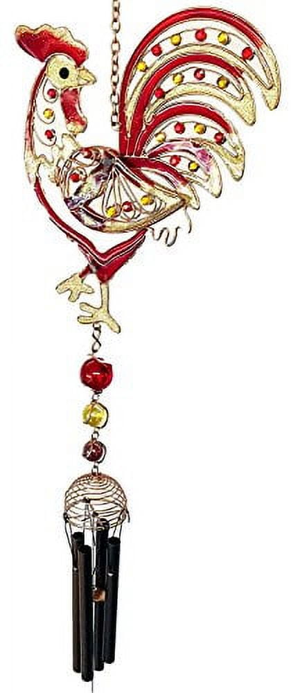 Rise & Shine Gem Rooster Resonant Relaxing Copper Wind Chime Garden Patio
