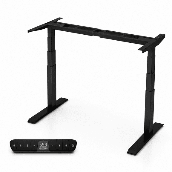 Rise Up 3-stage Dual Motor Electric Standing Desk Frame with 4 Memory Presets, Black, Desktop Not Included