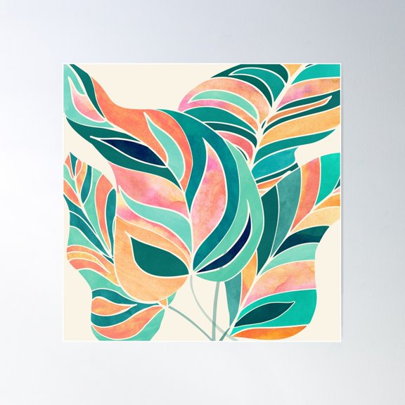 Rise Up Abstract Botanical Poster Wall Art, Modern Wall Decor For Living Room Bedroom, 30x30 UNFRAMED