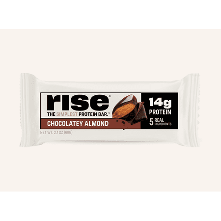 Rise Whey Protein Bars - Chocolatey Almond | Breakfast Bar & Protein Snack | 14g Protein, 4g Fiber | Just 5 Ingredients | Gluten-Free, Soy-Free | 12 Count