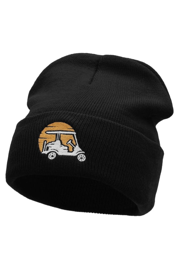 Rise and Golf Embroidered 12 Inch Long Knitted Beanie - Black OSFM