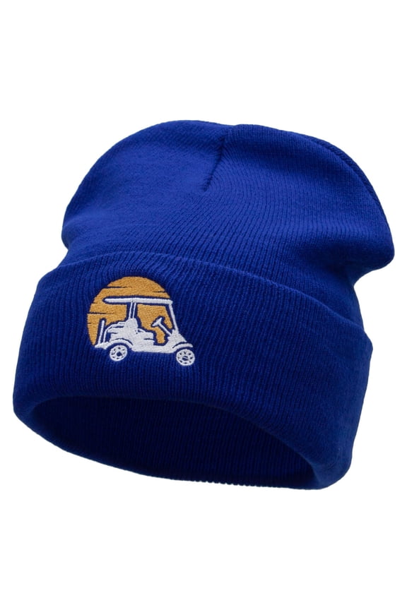 Rise and Golf Embroidered 12 Inch Long Knitted Beanie - Royal OSFM