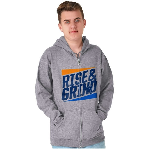 Rise and Grind Skateboarding Quote Zip Hoodie Sweatshirt Men Brisco Brands S