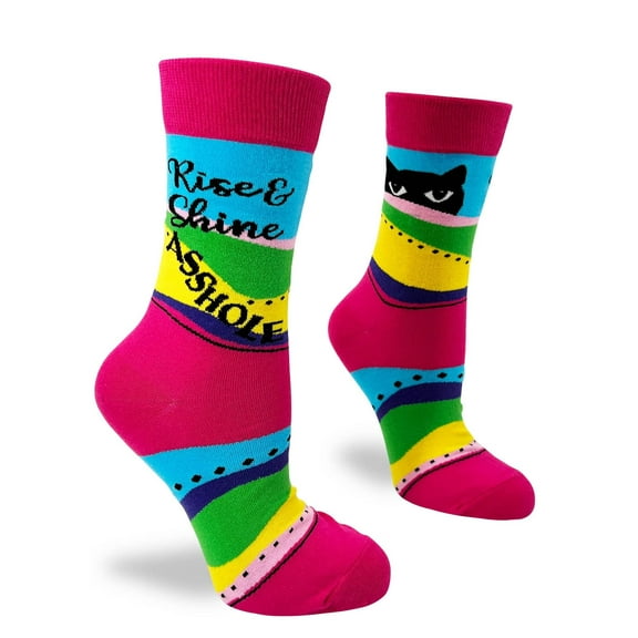 Rise and Shine Assh-le Funny Novelty Crew Socks for Women