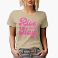 thumbnail image 1 of Rise and Slay, Pink Text Girl Quote Merch Gift, Tan T-Shirt, Medium, 1 of 5