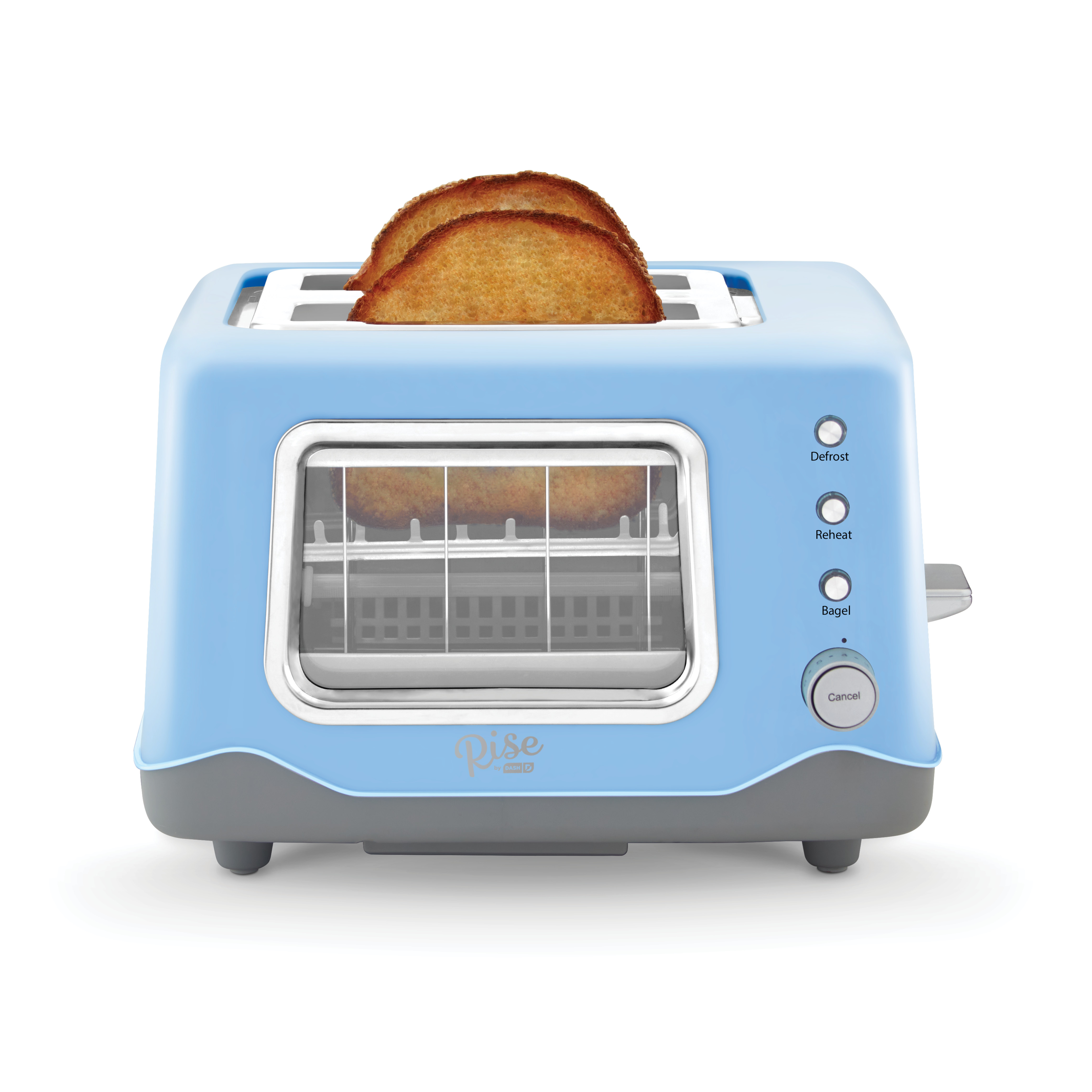 Rise by Dash Clear View Window 2-Slice Toaster Blue - Defrost, Reheat, Bagel, Auto Shut off, New - image 1 of 7