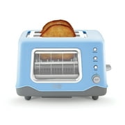 Rise by Dash Clear View Window 2-Slice Toaster Blue - Defrost, Reheat, Bagel, Auto Shut off, New