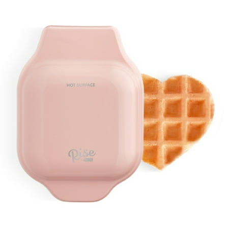 Rise by Dash Heart Mini Maker for Individual Waffles, Hash Browns, Keto Chaffles, Non-Stick, 4 inch - Pink Heart