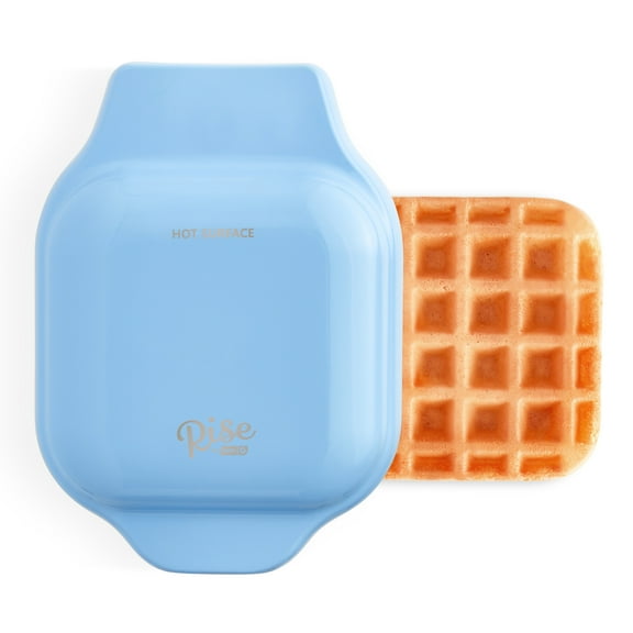 Rise by Dash Mini Waffle Maker for Individual Waffles, Hash Browns, Keto Chaffles with Easy to Clean, Non-Stick,, 4 Inch, Square Waffle - Blue