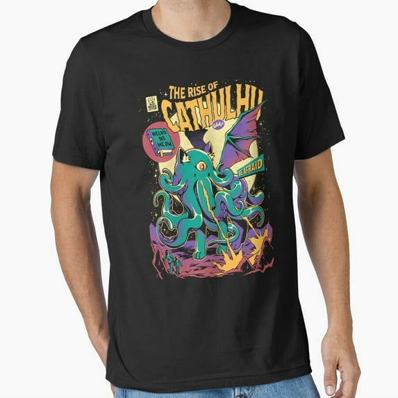 Rise of Cathulhu Funny Cthulhu Cat Cosmic Horror Graphic H4363 Unisex T-Shirt, Up to 5XL Available