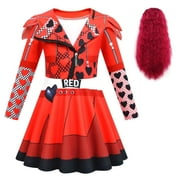 KAWELL Rise of Red Costume for Girls Zipper Jacket and Pants Red Halloween Dress Up 4-12 Years