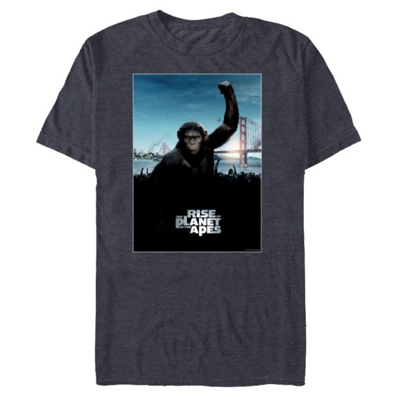 Rise of the Planet of the Apes Caesar Ape Army Movie Poster - Short Sleeve Blended T-Shirt for Adults - Customized-Navy Heather
