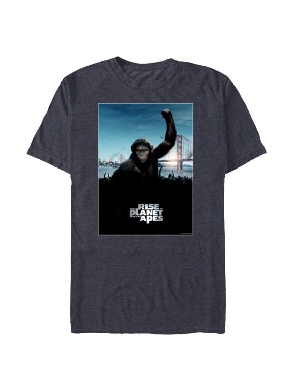 Rise of the Planet of the Apes Caesar Ape Army Movie Poster - Short Sleeve Blended T-Shirt for Adults - Customized-Navy Heather