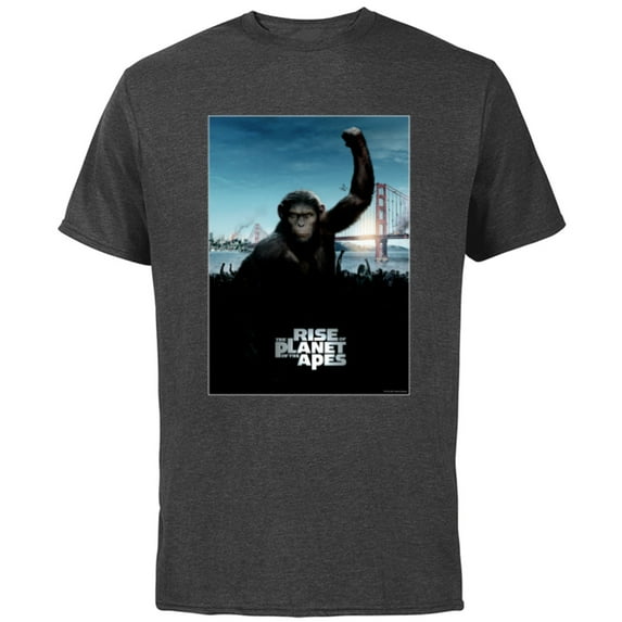 Rise of the Planet of the Apes Caesar Ape Army Movie Poster - Short Sleeve Cotton T-Shirt for Adults - Customized-Charcoal Heather