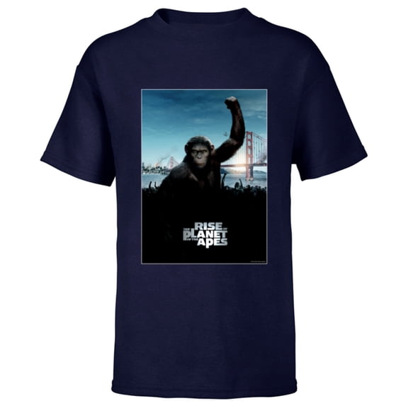 Rise of the Planet of the Apes Caesar Ape Army Movie Poster - Short Sleeve T-Shirt for Kids - Customized-Navy