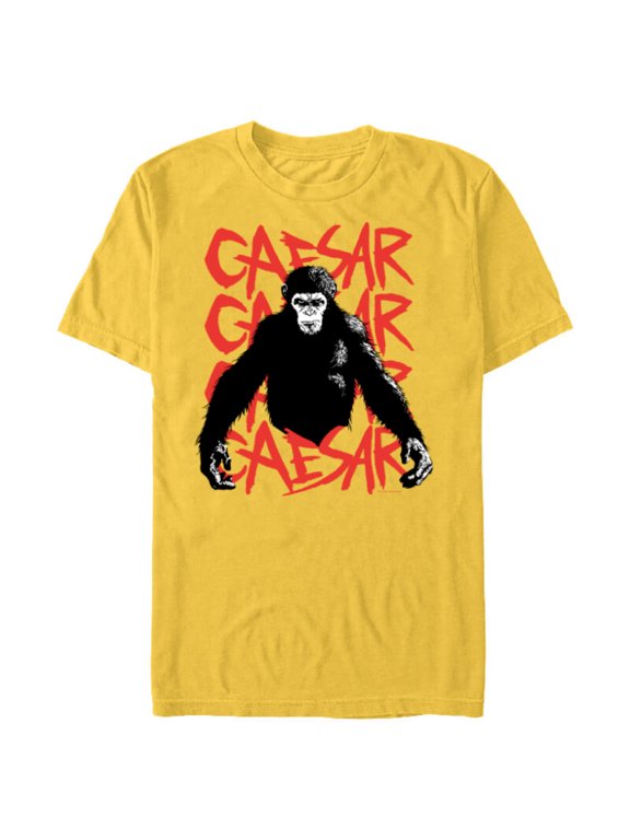Rise of the Planet of the Apes Caesar in Black White and Red - Short Sleeve Blended T-Shirt for Adults - Customized-Yellow