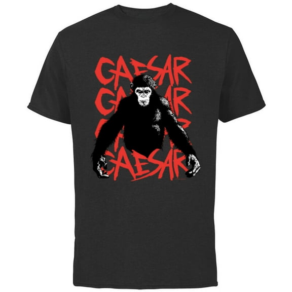 Rise of the Planet of the Apes Caesar in Black White and Red - Short Sleeve Cotton T-Shirt for Adults - Customized-Black