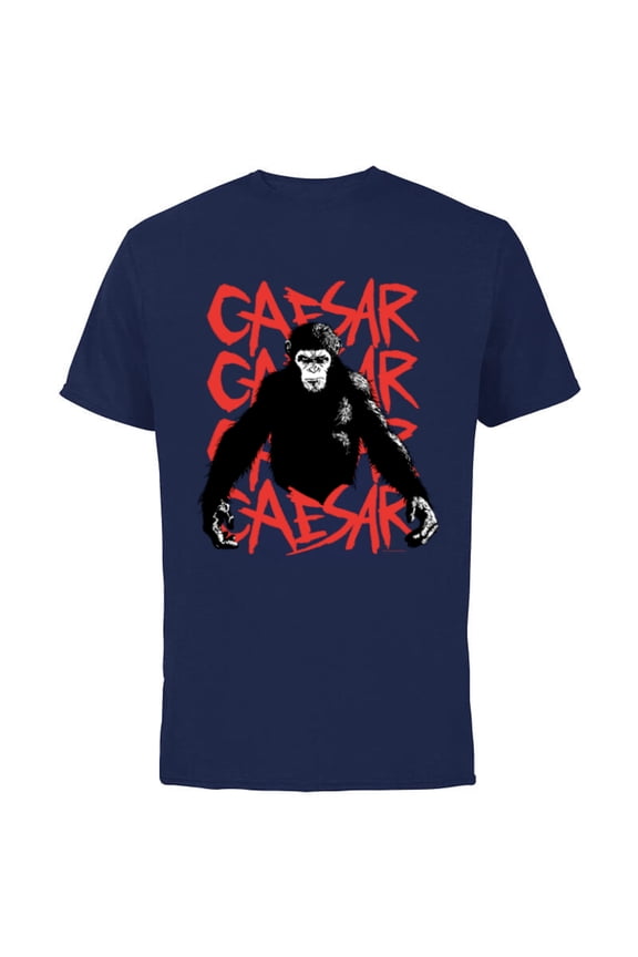 Rise of the Planet of the Apes Caesar in Black White and Red - Short Sleeve Cotton T-Shirt for Adults - Customized-Navy