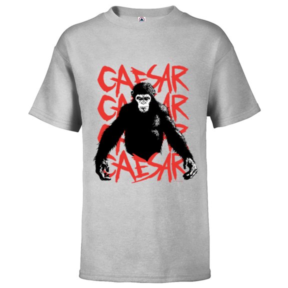 Rise of the Planet of the Apes Caesar in Black White and Red - Short Sleeve T-Shirt for Kids - Customized-Athletic Heather