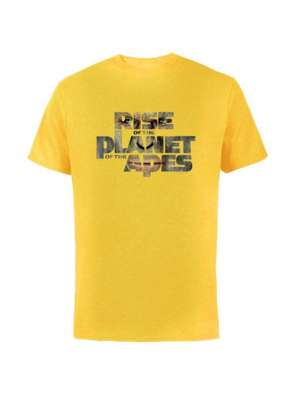 Rise of the Planet of the Apes Caesar in Logo Movie Poster - Short Sleeve Cotton T-Shirt for Adults - Customized-Yellow