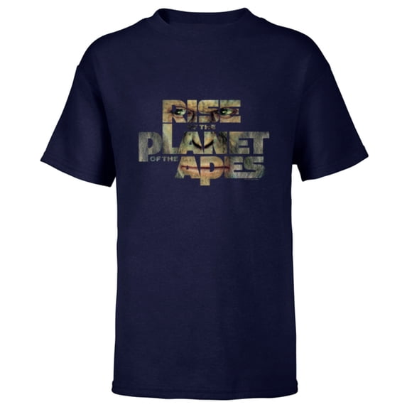 Rise of the Planet of the Apes Caesar in Logo Movie Poster - Short Sleeve T-Shirt for Kids - Customized-Navy