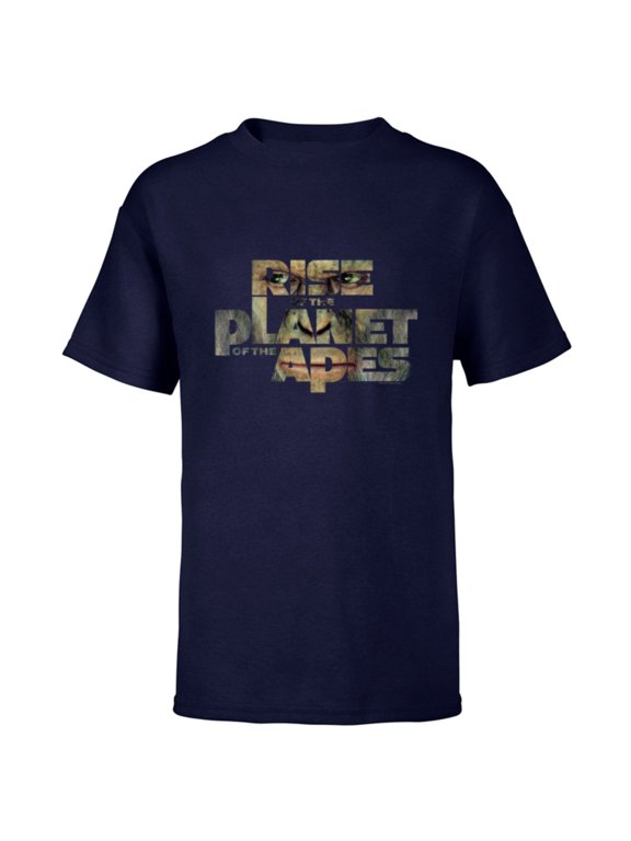 Rise of the Planet of the Apes Caesar in Logo Movie Poster - Short Sleeve T-Shirt for Kids - Customized-Navy